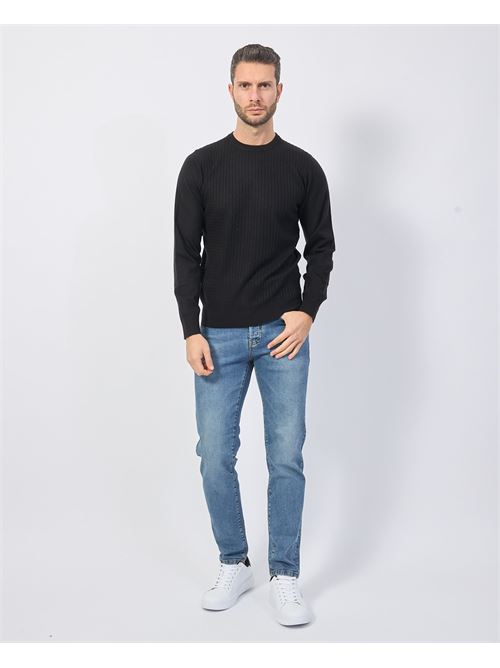 Yes Zee Black Crewneck Wool Blend Sweater YES ZEE | M840-ZS000801